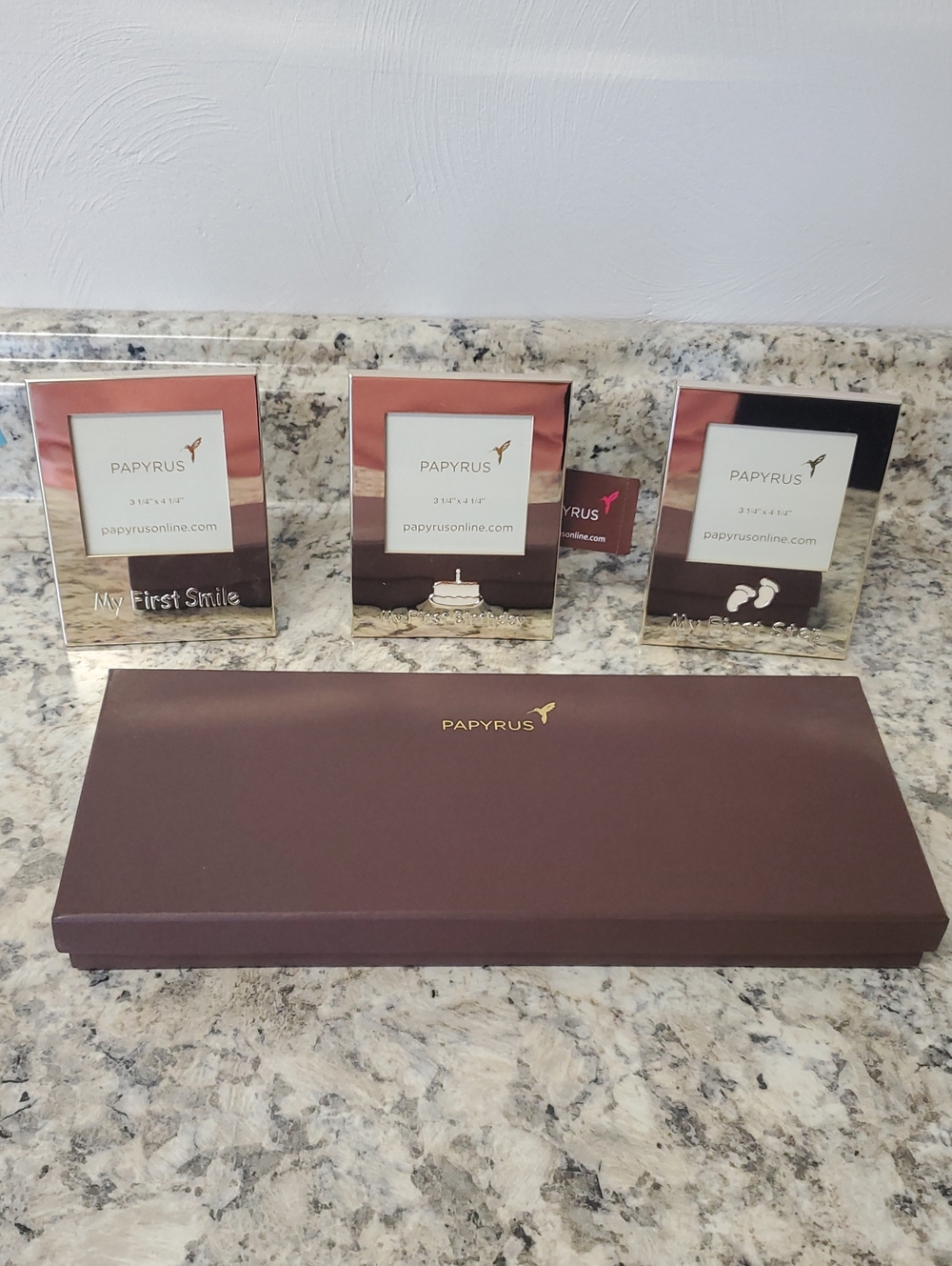 PAPYRUS Rose Gold Mirrored Photo Frame Trio with Gift Box